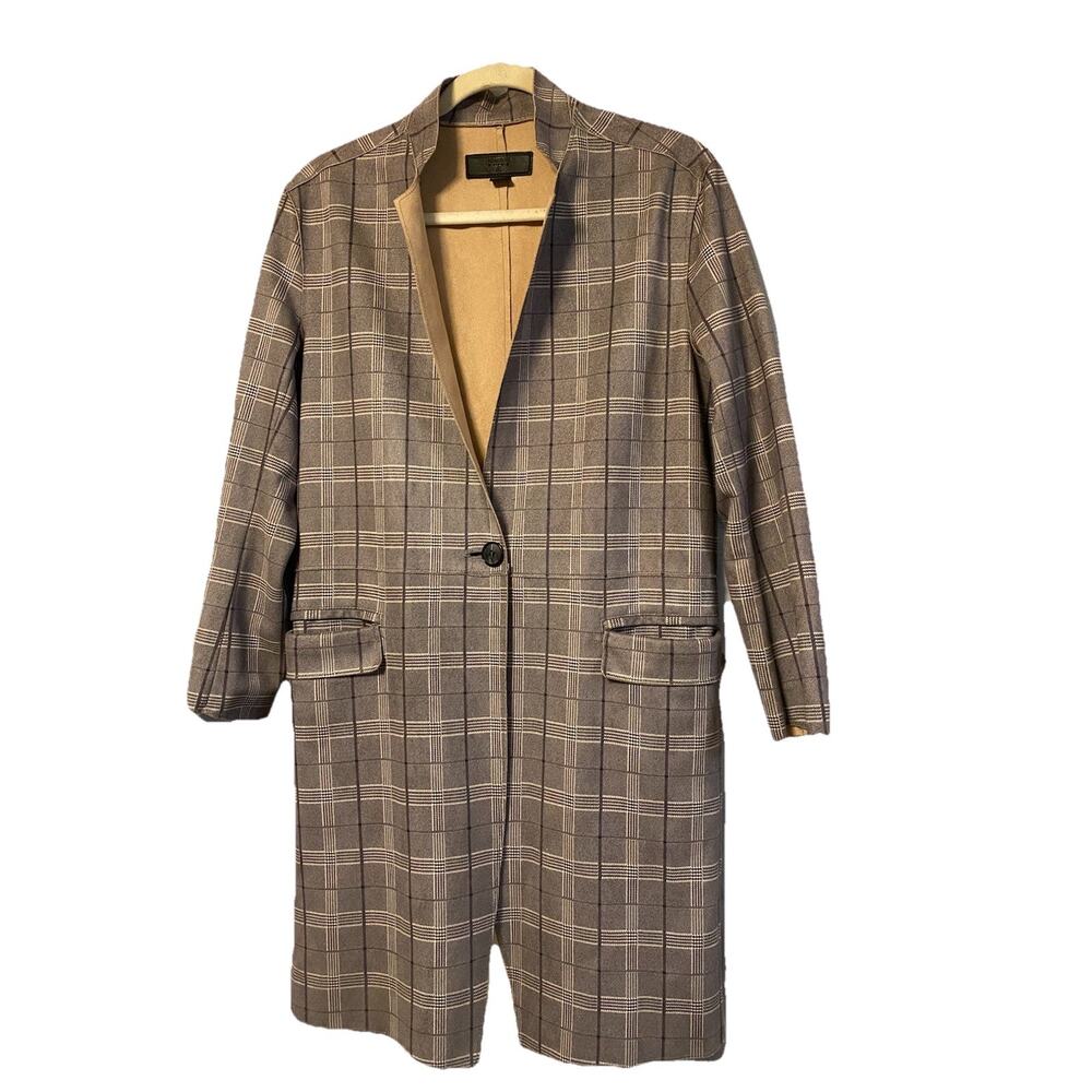 Anthropologie BLANKNYC Renegade Longline Blazer Plaid Faux Suede XS